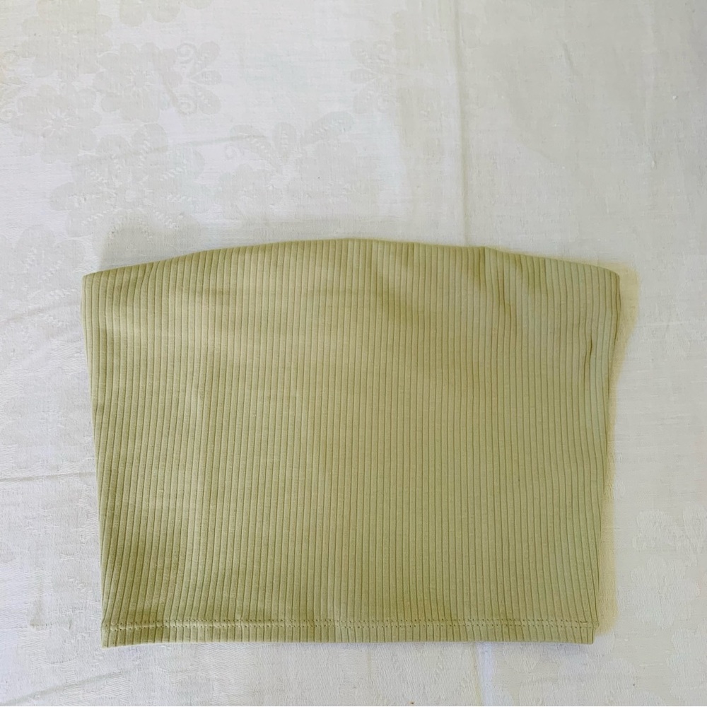 Madewell Ribbed Strapless Crop Top in Beige - Picture 6 of 10